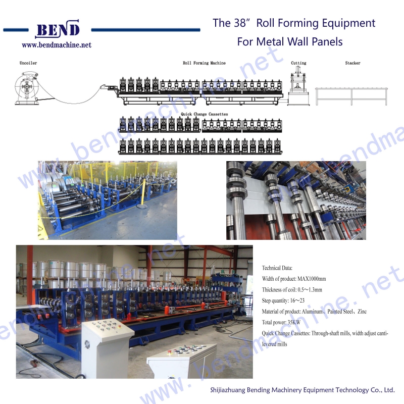 The 38”Roll Forming Equipment For Metal Wall Panels